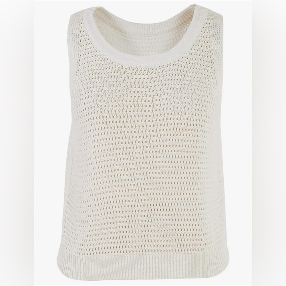 Elegant Cream Knit Sleeveless Top